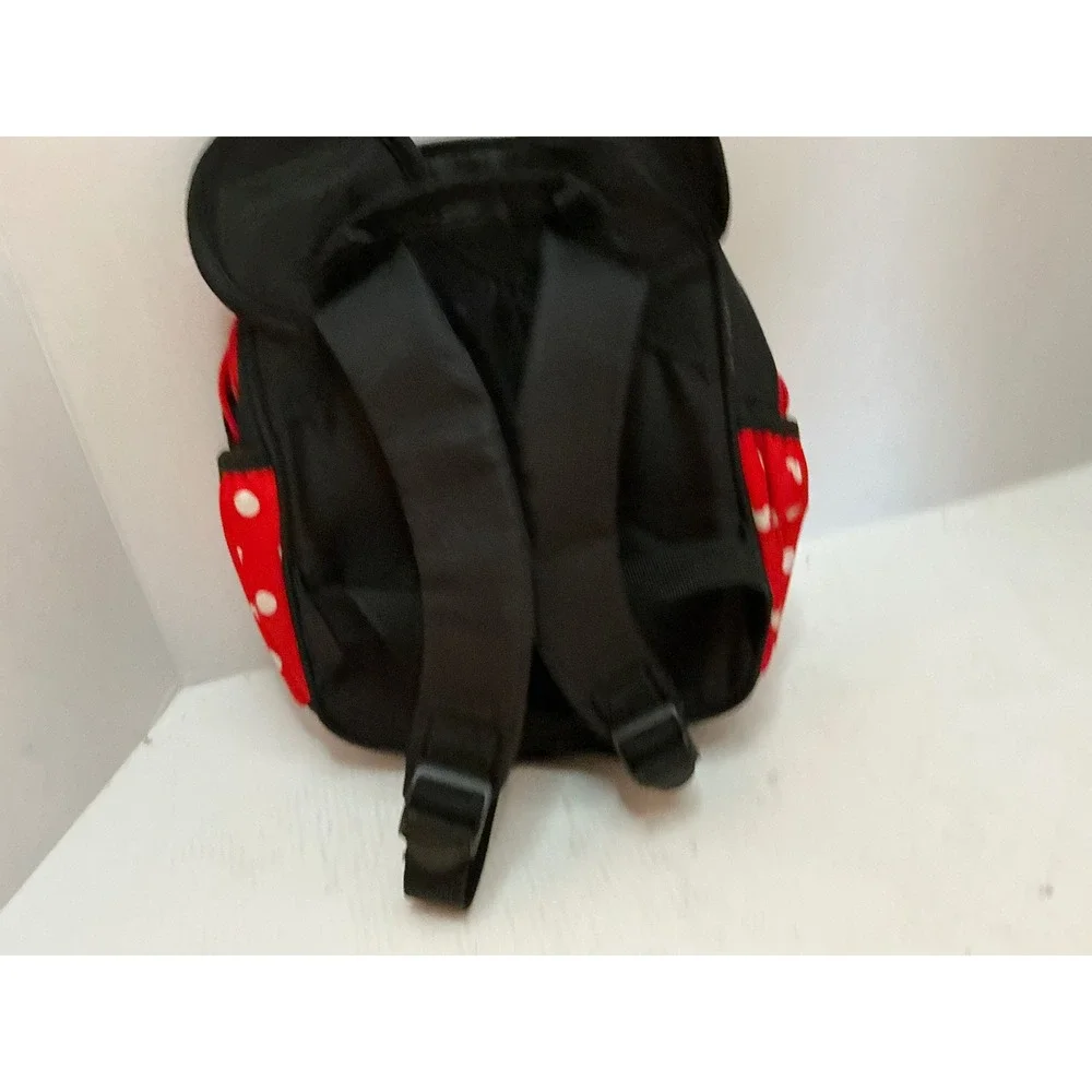 Minnie Mouse Style Mini Backpack Polka Dot Bow Ears Red Black Small Travel Bag